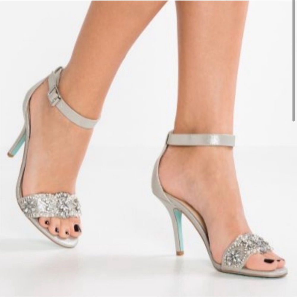 Betsey Johnson Gina Heeled Sandals, Silver